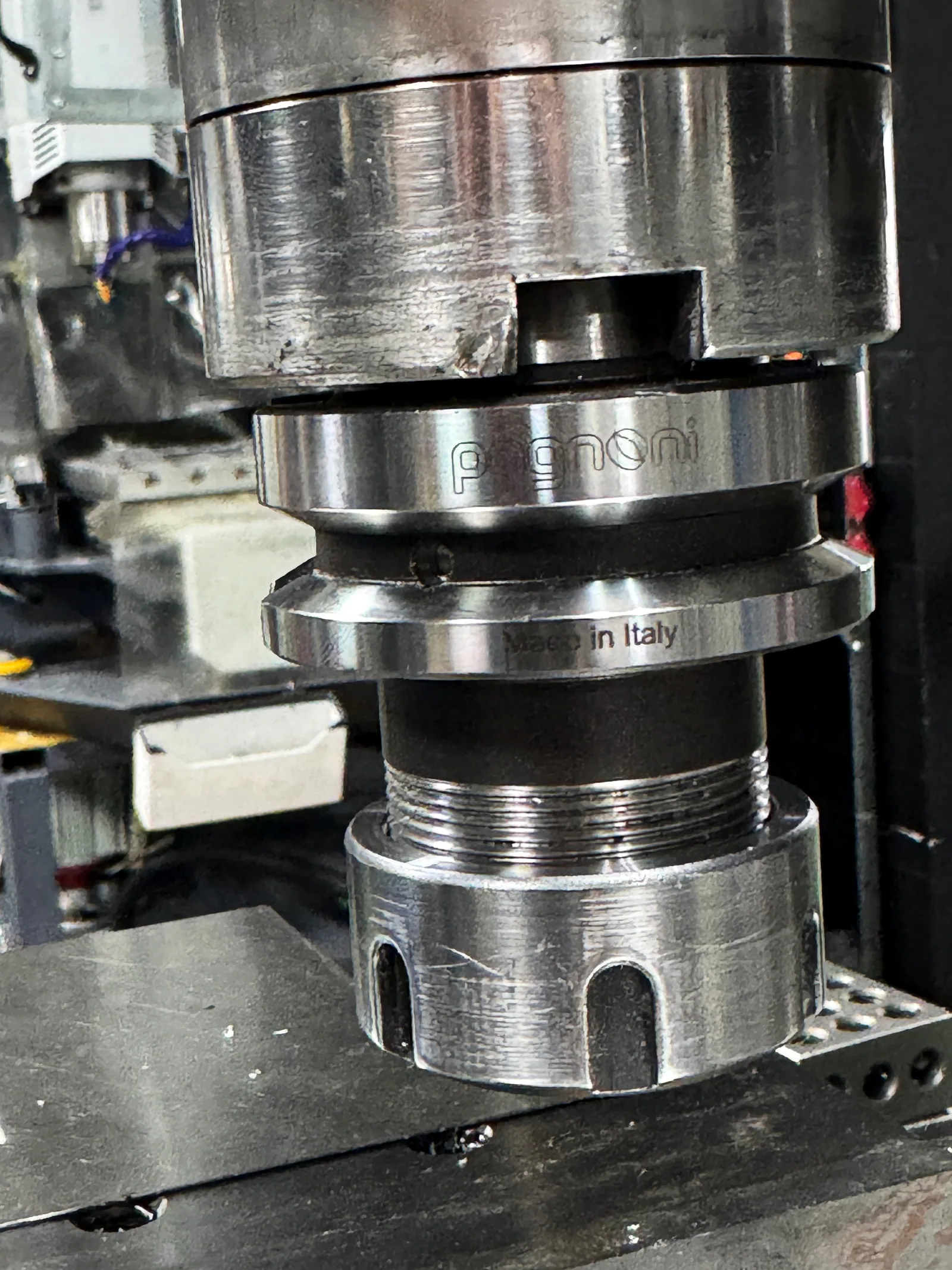 Close-up of the working assembly of a machine tool
